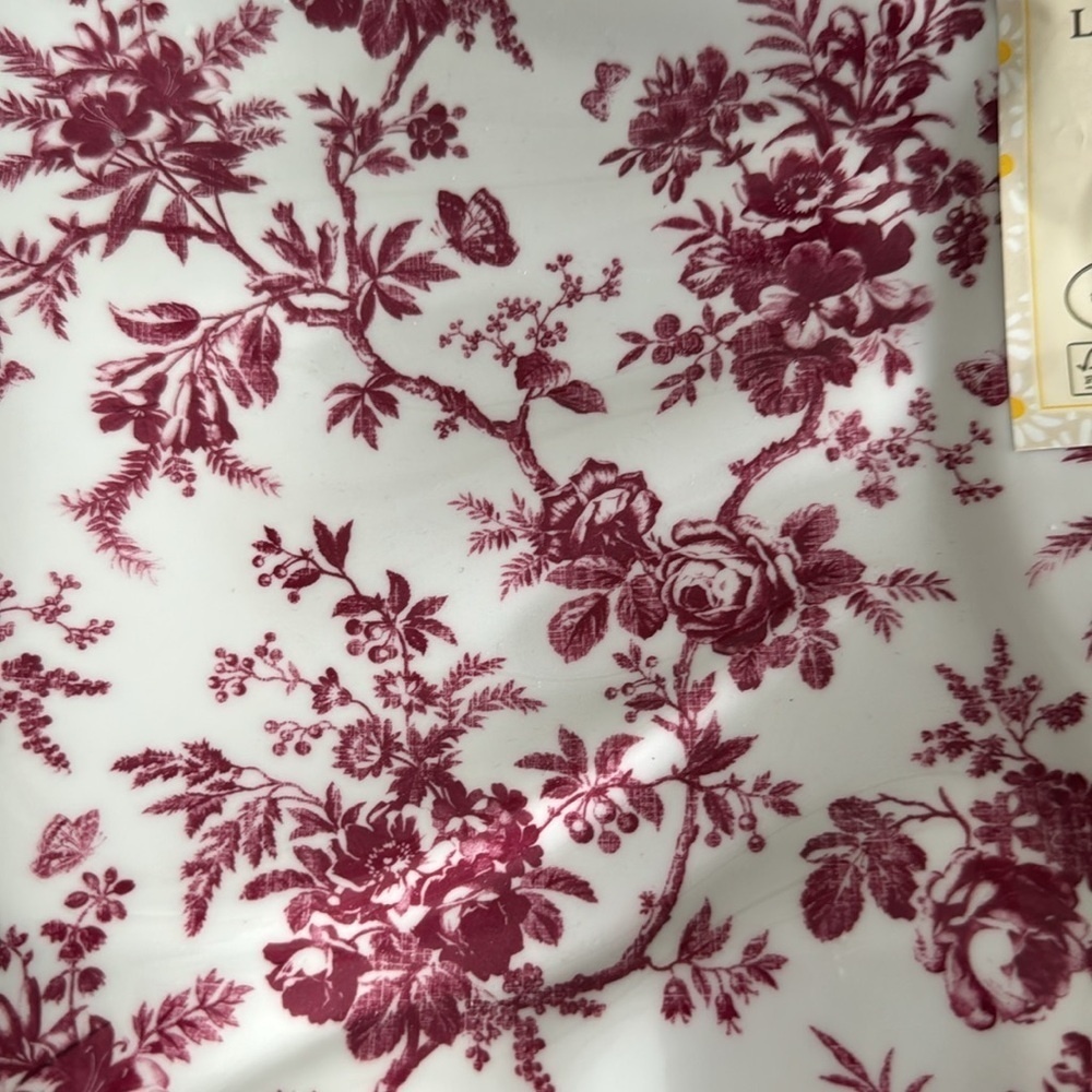 LAURA ASHLEY NWT Melamine Floral Bow Shaped Serving Platter Red Transferware - Picture 6 of 6
